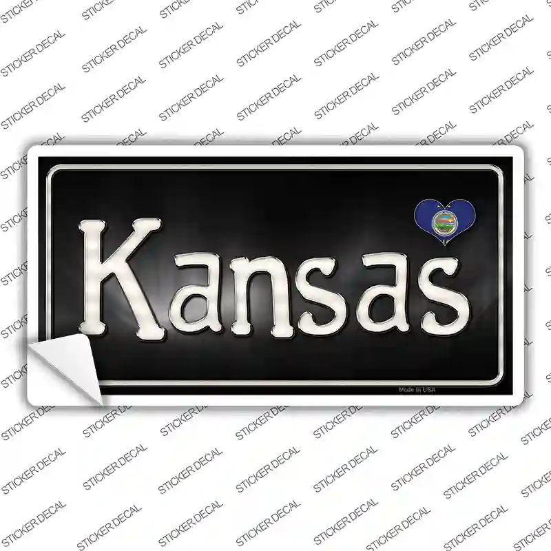 Kansas Flag Script Novelty Sticker Decal Small