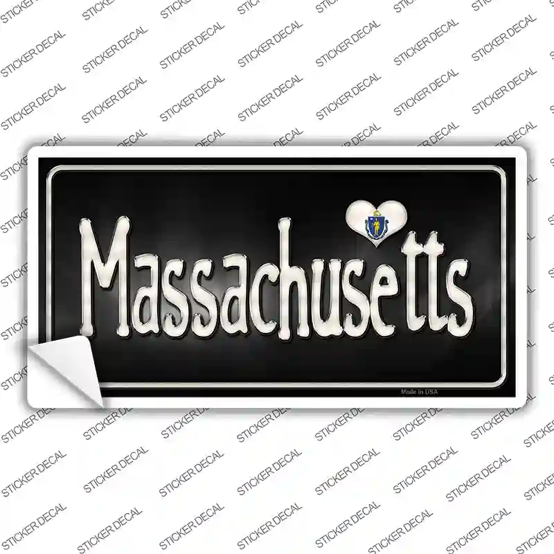 Massachusetts Flag Script Novelty Sticker Decal Small