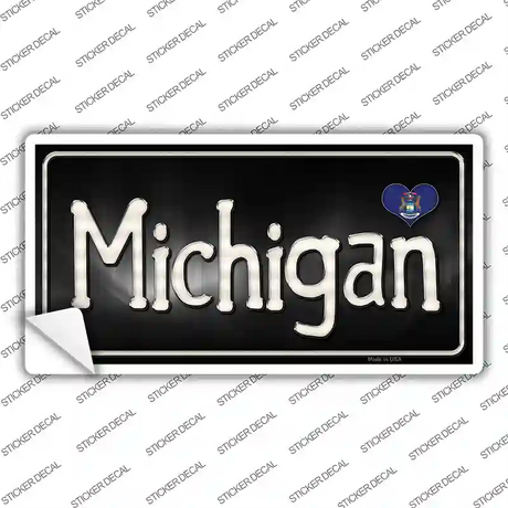 Michigan Flag Script Novelty Sticker Decal Small