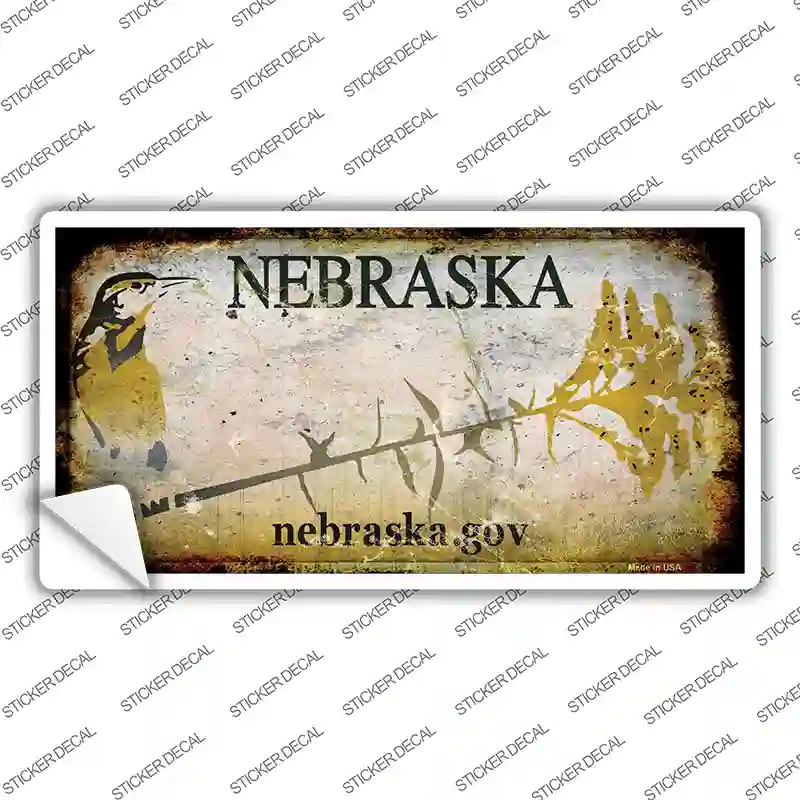 Nebraska Rusty Background Novelty Sticker Decal Small