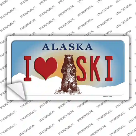 I Love Ski Alaska State Novelty Sticker Decal Small