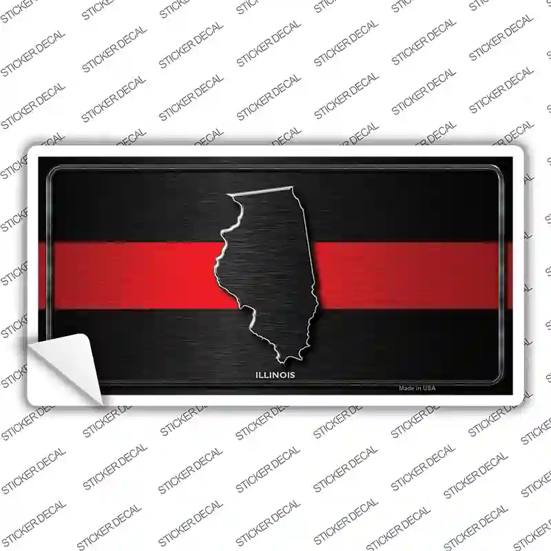 Illinois Thin Red Line Novelty Sticker Decal Small