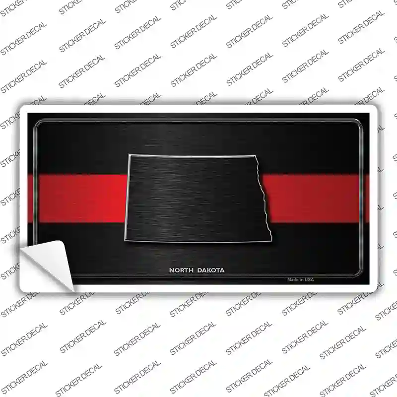 North Dakota Thin Red Line Novelty Sticker Decal Small