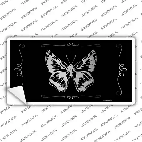 Butterfly Black Brushed Chrome Novelty Sticker Decal Small