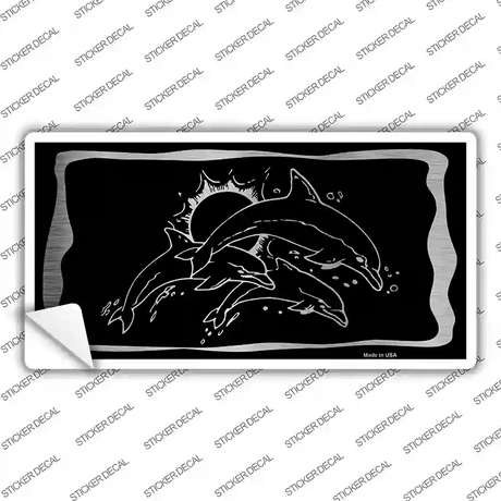 Dolphins Black Brushed Chrome Novelty Sticker Decal Small