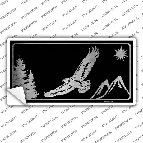 Eagle Black Brushed Chrome Novelty Sticker Decal Small