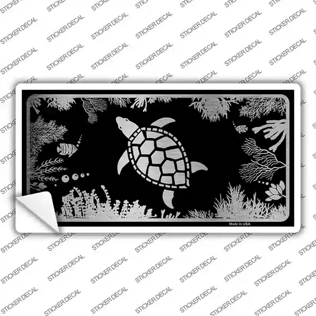 Turtle Black Brushed Chrome Novelty Sticker Decal Small