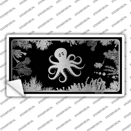 Octopus Black Brushed Chrome Novelty Sticker Decal Small