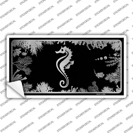 Sea Horse Black Brushed Chrome Novelty Sticker Decal Small