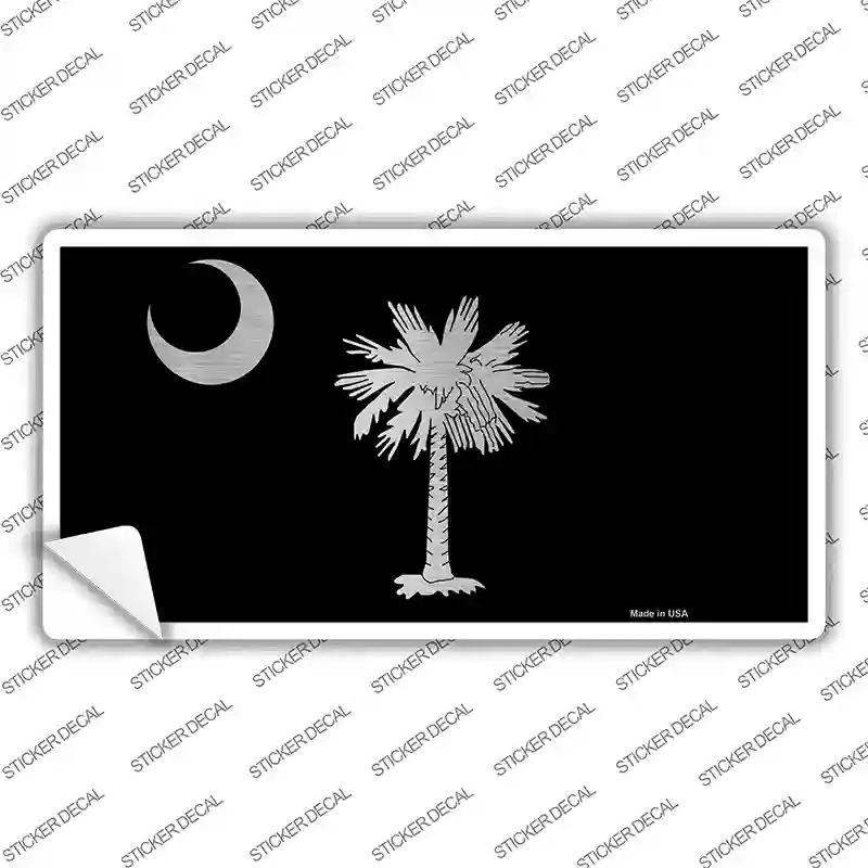 Palmetto Flag Brushed Chrome Novelty Sticker Decal Small