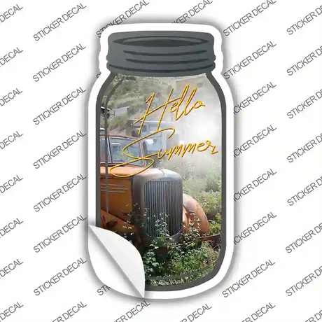 Hello Summer Novelty Mason Jar Sticker Decal Small