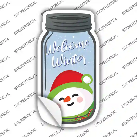 Welcome Winter Snowman Novelty Mason Jar Sticker Decal Small