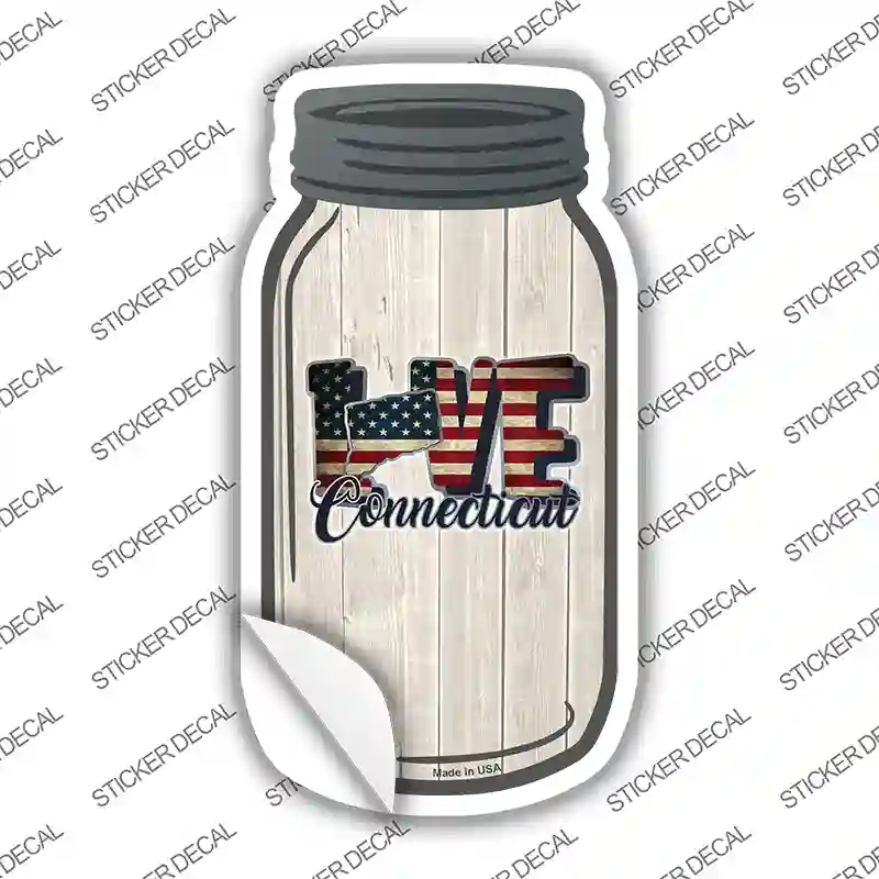 Love Connecticut Silhouette Novelty Mason Jar Sticker Decal