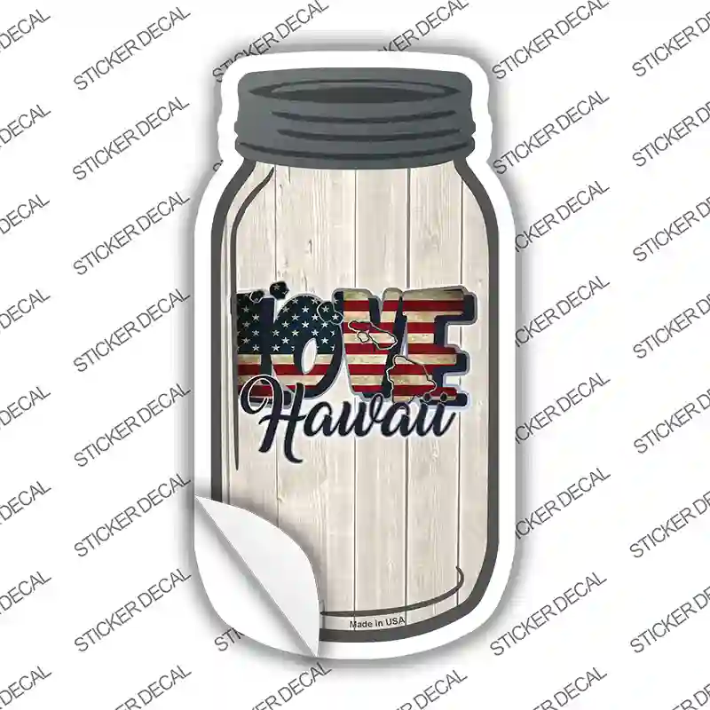 Love Hawaii Silhouette Novelty Mason Jar Sticker Decal Small