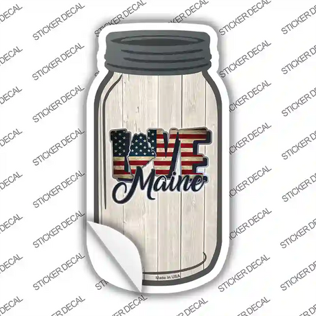 Love Maine Silhouette Novelty Mason Jar Sticker Decal Small