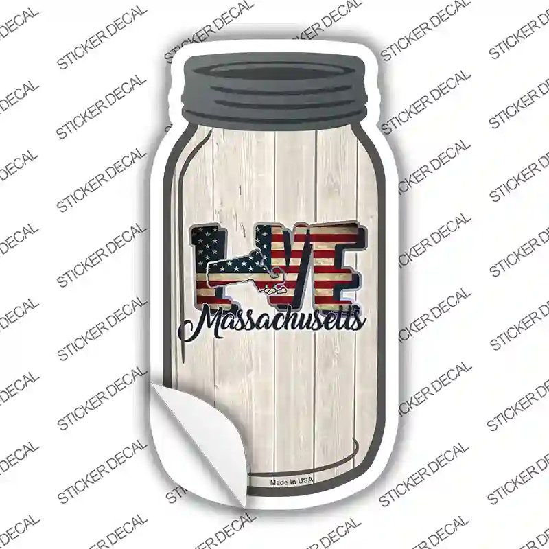 Love Massachusetts Silhouette Novelty Mason Jar Sticker Decal Small