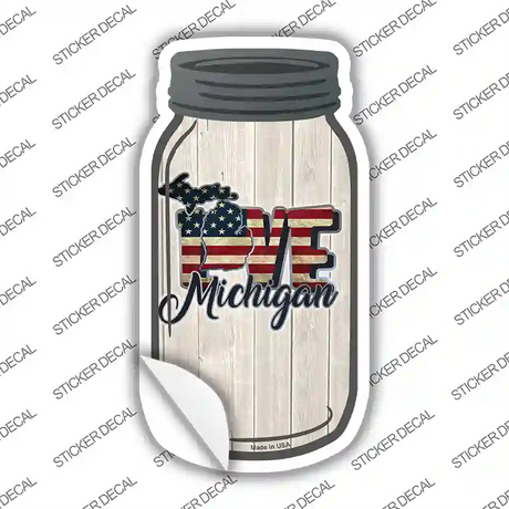 Love Michigan Silhouette Novelty Mason Jar Sticker Decal Small