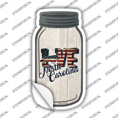 Love North Carolina Silhouette Novelty Mason Jar Sticker Decal Small