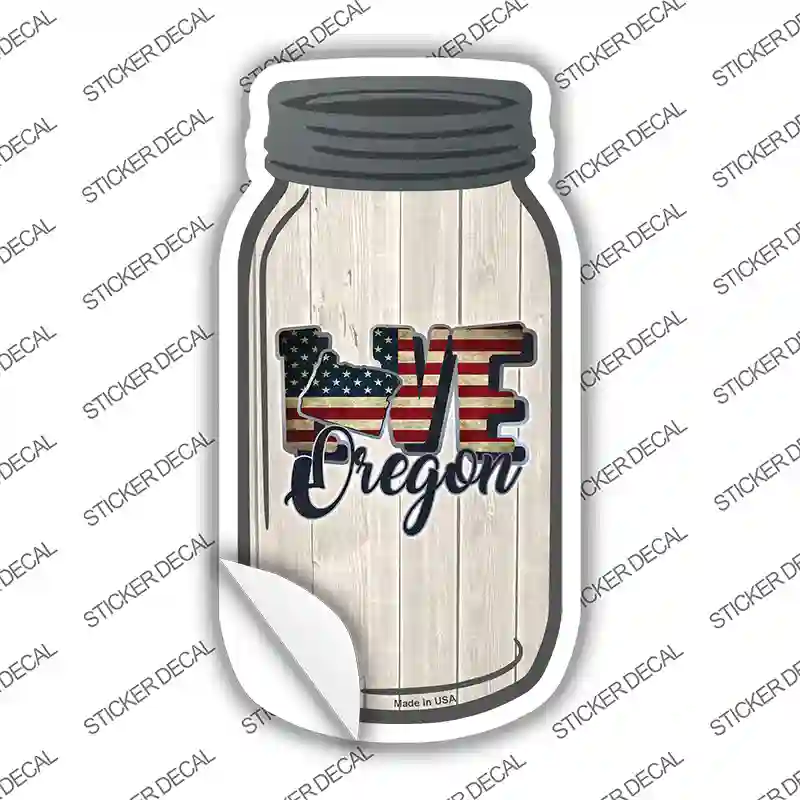 Love Oregon Silhouette Novelty Mason Jar Sticker Decal Small