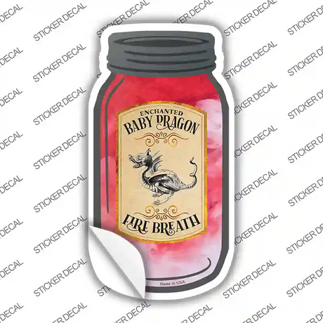 Baby Dragon Fire Breath Novelty Mason Jar Sticker Decal Small