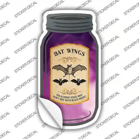 Bat Wings Novelty Mason Jar Sticker Decal Small