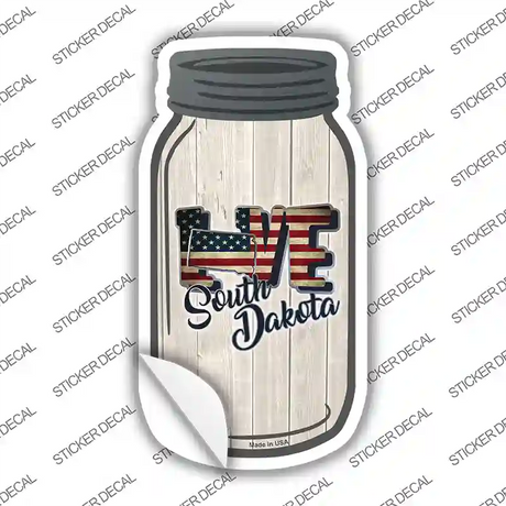 Love South Dakota Silhouette Novelty Mason Jar Sticker Decal Small