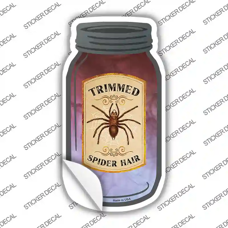 Trimmed Spider Hair Novelty Mason Jar Sticker Decal Small