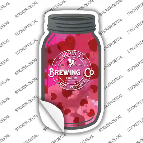 Cupids Brewing Co Love Potions Novelty Mason Jar Sticker Decal Small