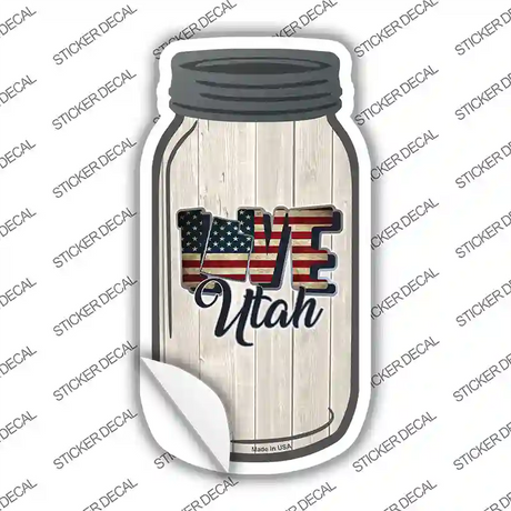 Love Utah Silhouette Novelty Mason Jar Sticker Decal Small