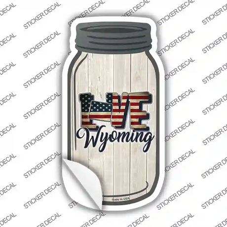 Love Wyoming Silhouette Novelty Mason Jar Sticker Decal Small