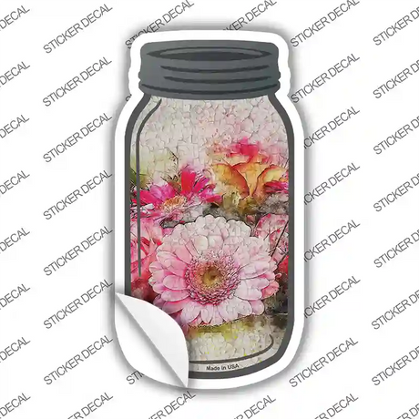 Pink Flower Watercolor Novelty Mason Jar Sticker Decal Small