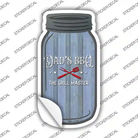 Dad Grill Master Novelty Mason Jar Sticker Decal Small