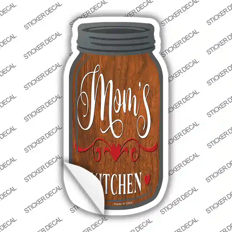 Moms Kitchen Wood Grain Novelty Mason Jar Sticker Decal Small