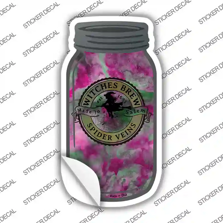 Spider Veins Pink Green Novelty Mason Jar Sticker Decal Small