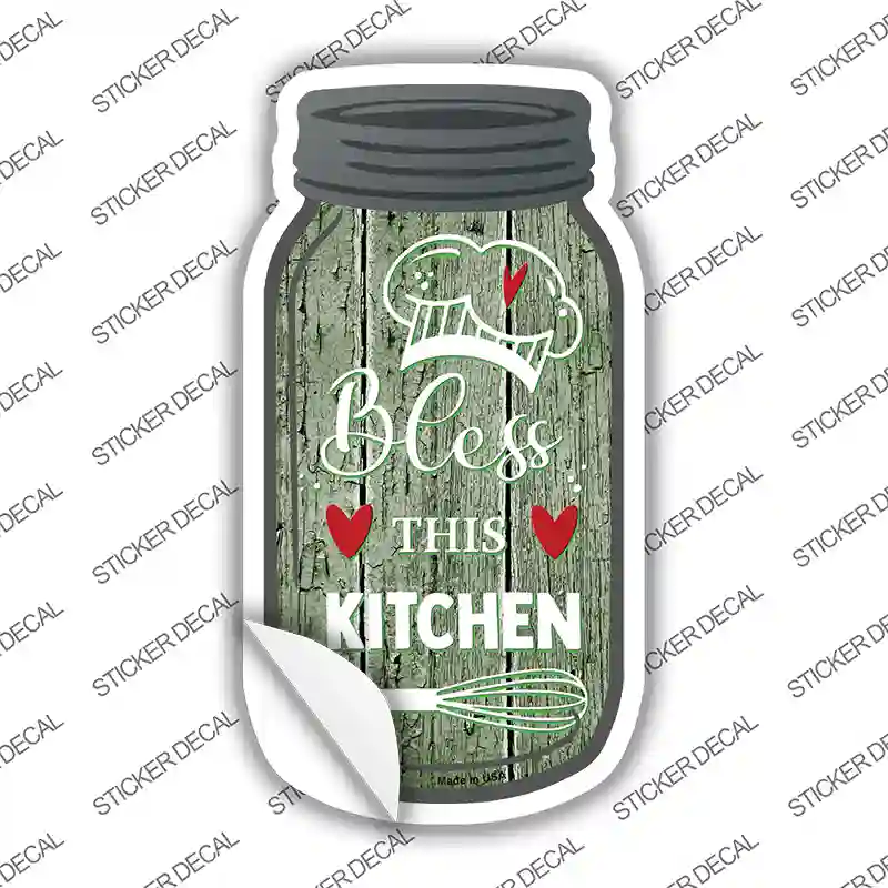 Bless Kitchen Green Novelty Mason Jar Sticker Decal