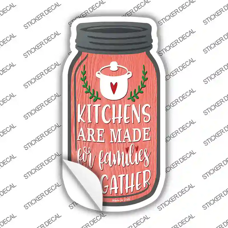 Families Gather Red Novelty Mason Jar Sticker Decal Small