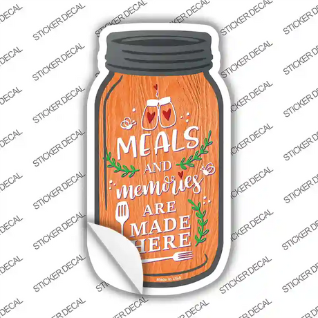 Meals And Memories Orange Novelty Mason Jar Sticker Decal Small