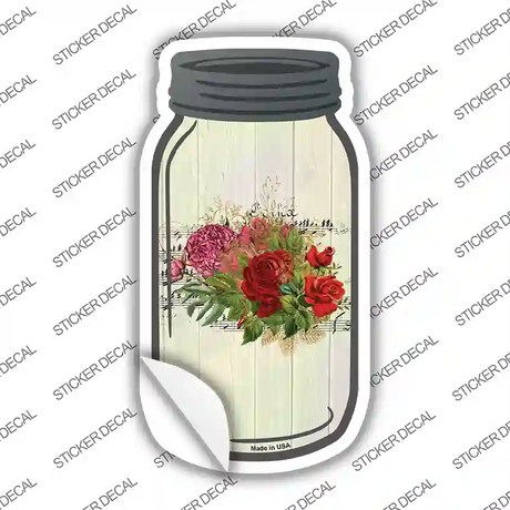 Red Bouquet With Music Novelty Mason Jar Sticker Decal Small