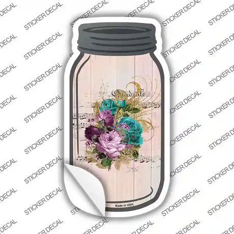 Purple And Blue Bouquet With Music Novelty Mason Jar Sticker Decal Small