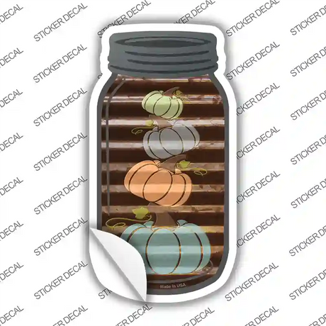 Stacked Pumpkins Corrugated Brown Novelty Mason Jar Sticker Decal Small