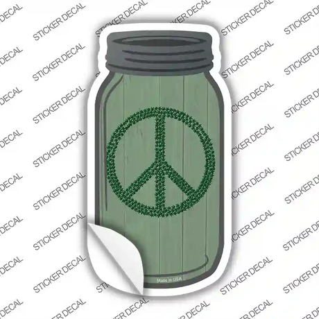 Peace Sign Marijuana Novelty Mason Jar Sticker Decal Small