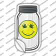 Smiley Marijuana Leaf Novelty Mason Jar Sticker Decal Small