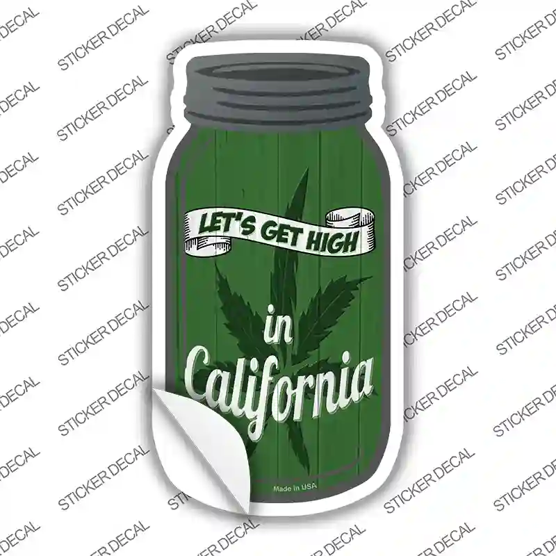 Get High California Green Novelty Mason Jar Sticker Decal