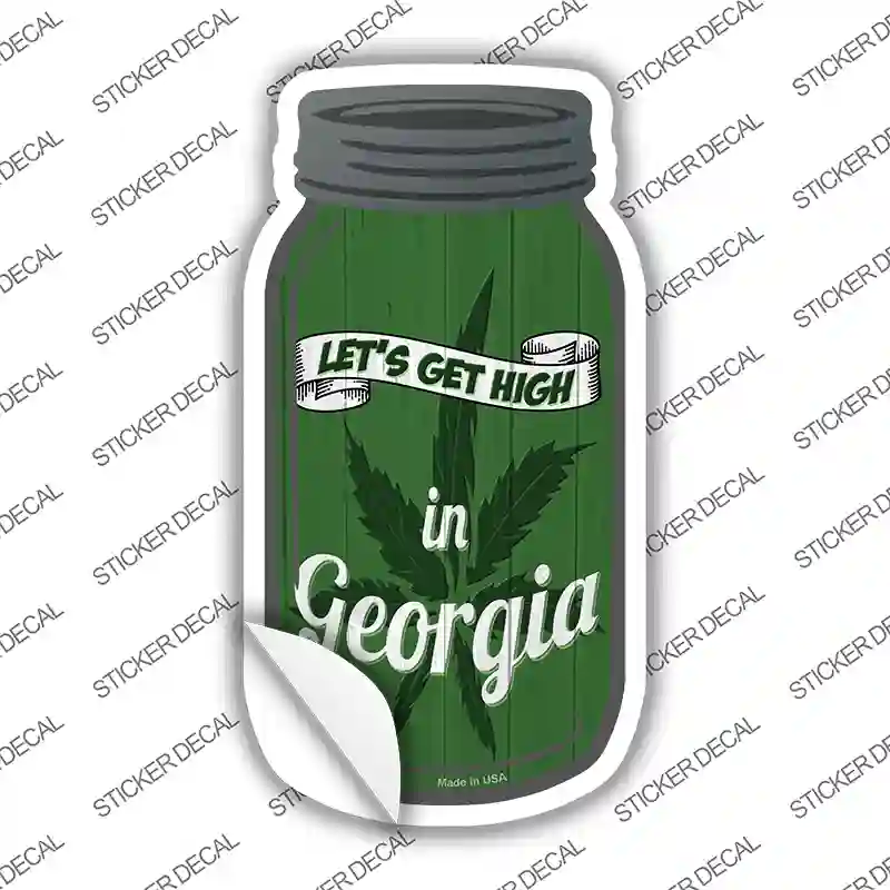 Get High Georgia Green Novelty Mason Jar Sticker Decal Small