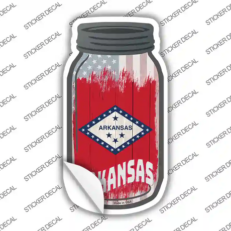 Arkansas | USA Flag Novelty Mason Jar Sticker Decal Small