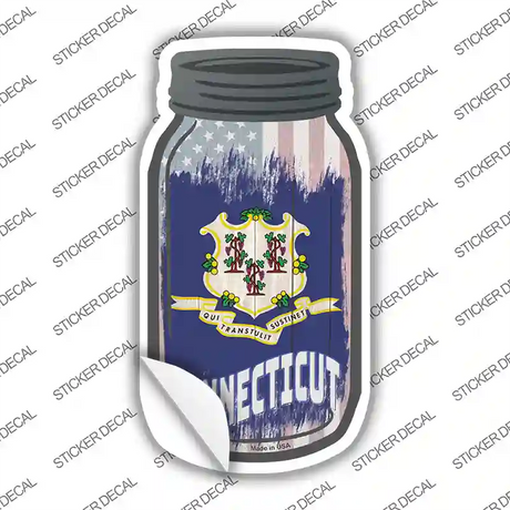 Connecticut | USA Flag Novelty Mason Jar Sticker Decal Small