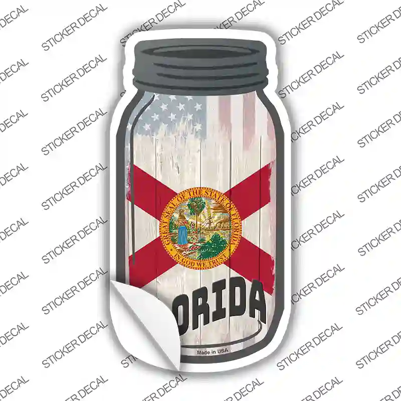 Florida | USA Flag Novelty Mason Jar Sticker Decal