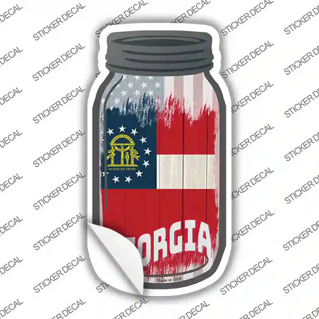 Georgia | USA Flag Novelty Mason Jar Sticker Decal Small