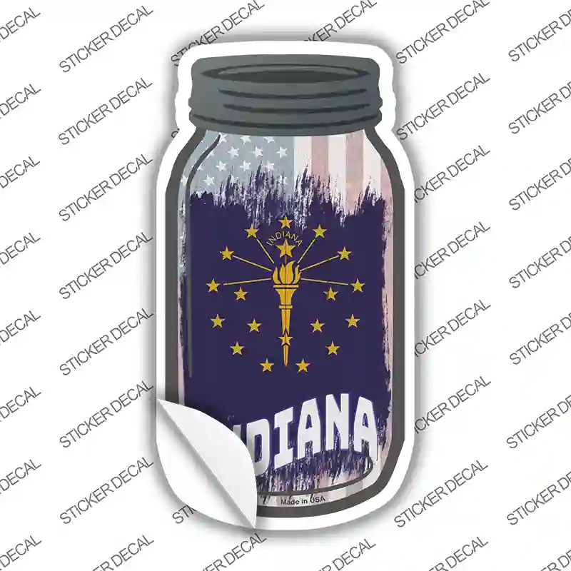 Indiana | USA Flag Novelty Mason Jar Sticker Decal Small