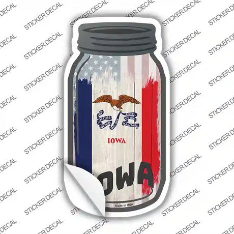 Iowa | USA Flag Novelty Mason Jar Sticker Decal Small